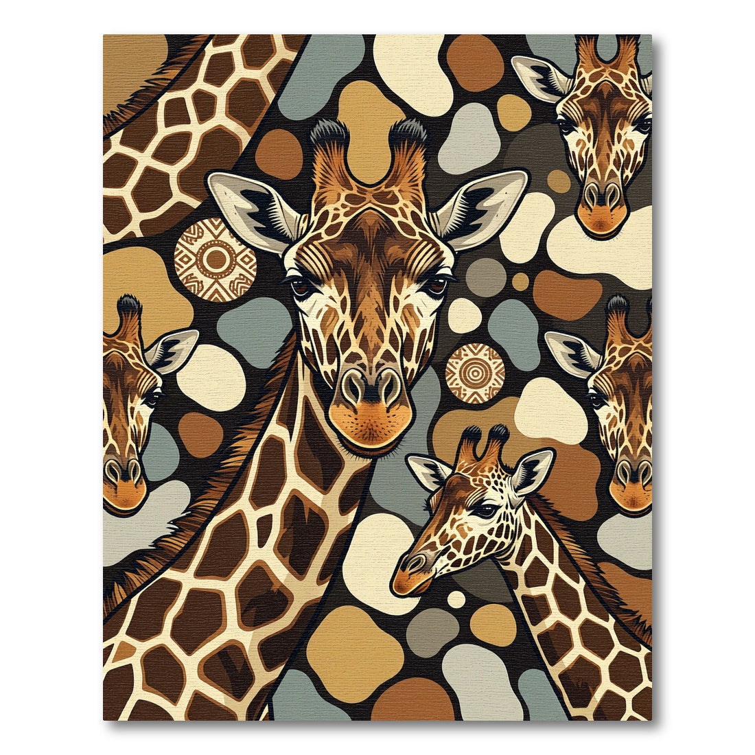 Earthy Giraffe Safari Pattern Rug