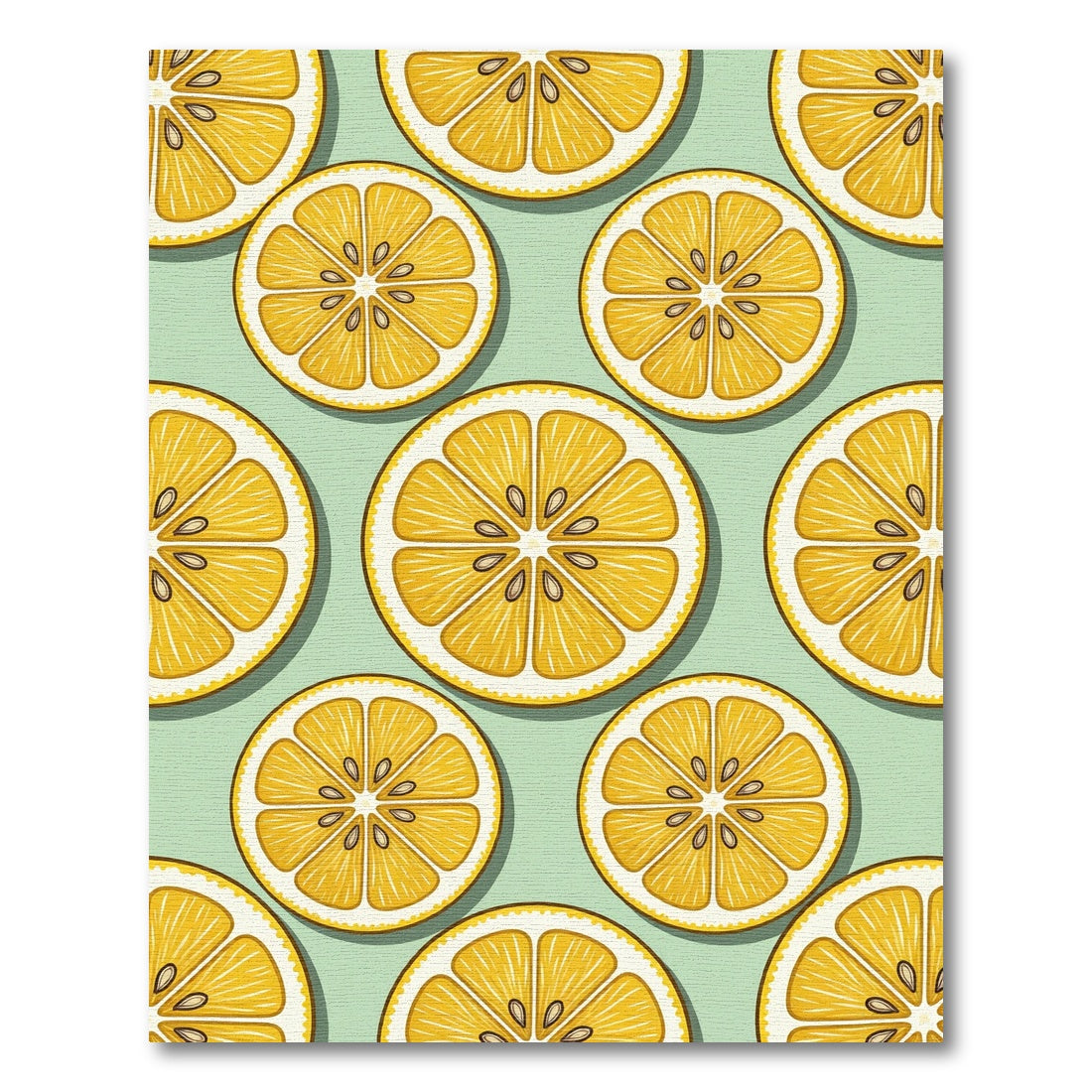 Fresh Lemon Slices on Mint Background Rug