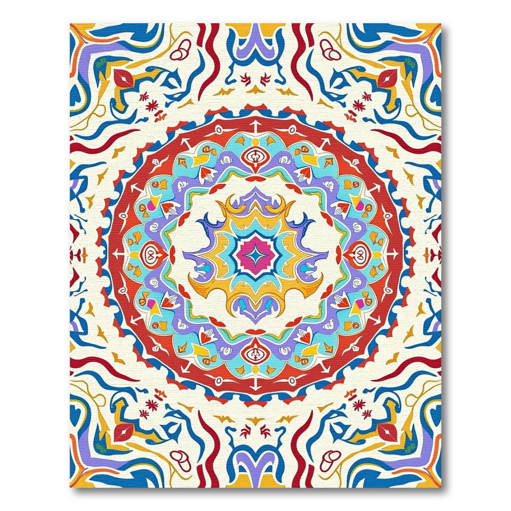 Vibrant Colorful Medallion MandalaRug Rug