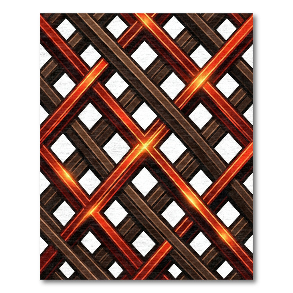 Crimson Brown Intersecting Geometric Rug
