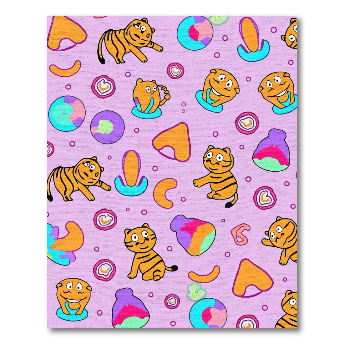 Playful Orange Tiger Abstract Shapes Rug