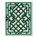 Emerald Interlocking Lattice Geometric Art Rug