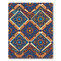 Vibrant Blue Orange Geometric Floral Medallion Rug