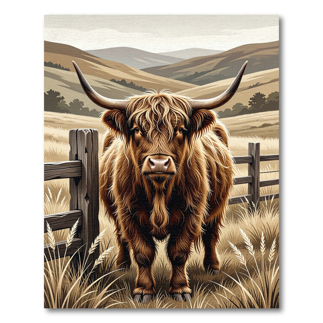 Highland Cattle Farm Meadow Landscape Rug
