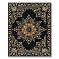 Ornate Gold Black Floral Medallion Rug
