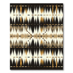 Golden Brown Abstract Ikat Stripes Rug