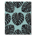 Dark Tropical Monstera Leaf Sage Teal Rug