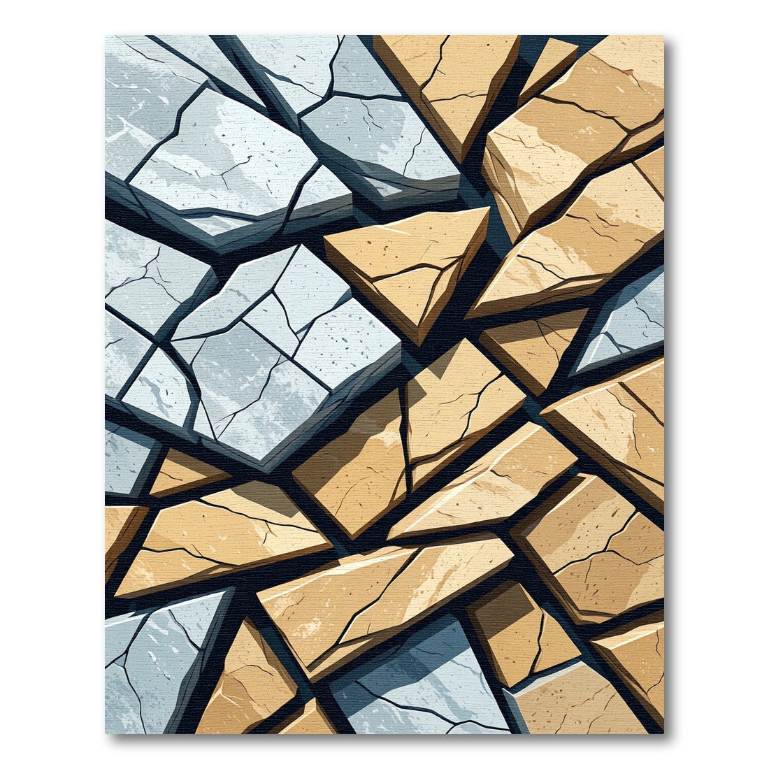 Cracked Stone Terracotta Blue Mosaic Rug