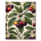 Vintage Botanical Cherry Orchard Illustration Rug