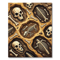 Earthy Fossil Skulls Hexagon Bone Tile Rug