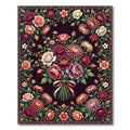 Dark Floral Bouquet Classic Rose Arrangement Rug