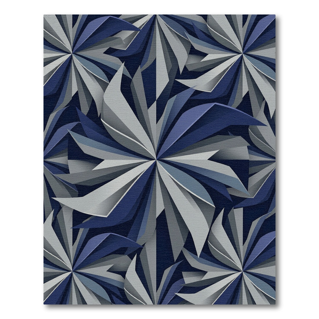 Modern Navy and Gray Geometric Swirl Rug