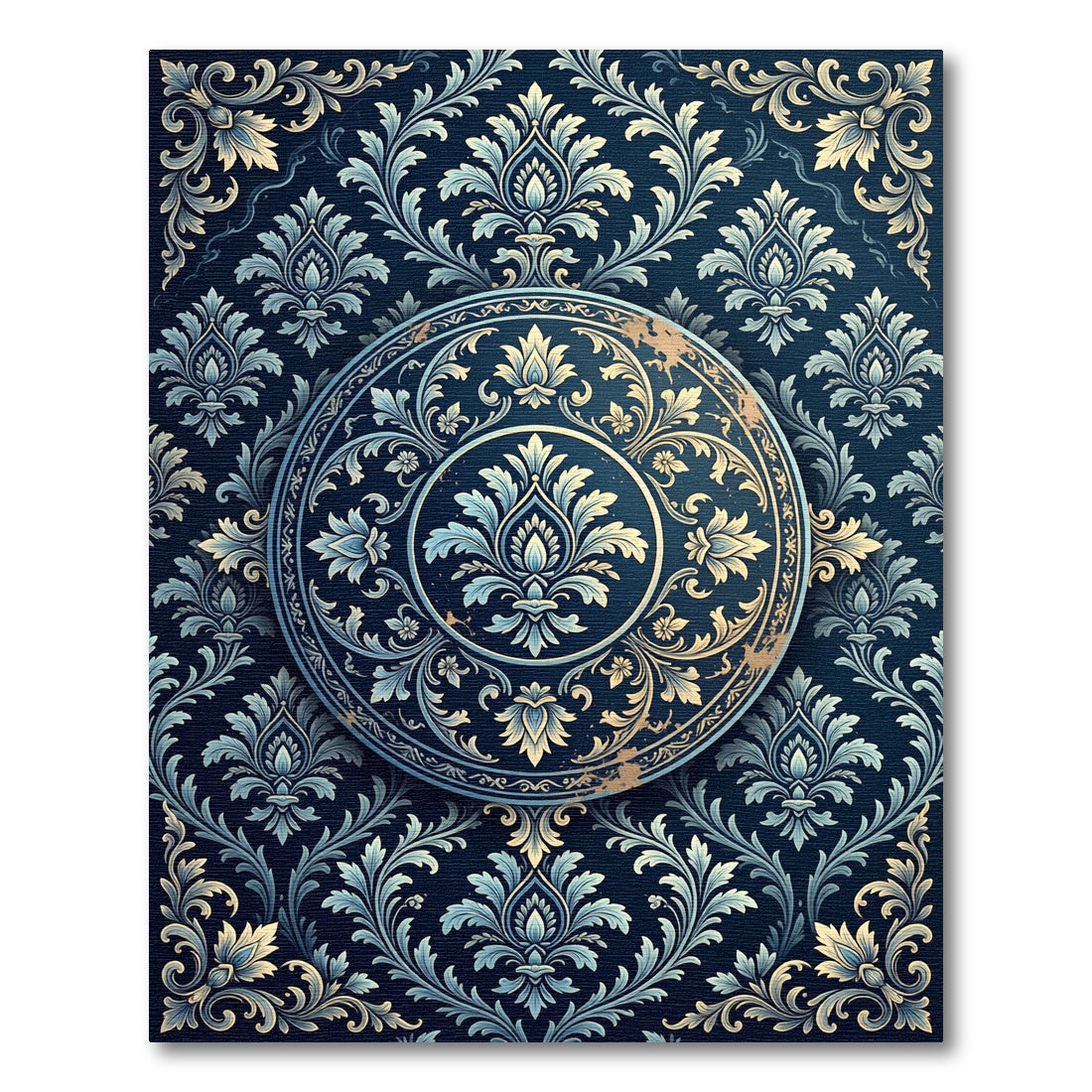 Elite Midnight Blue Filigree Medallion Rug