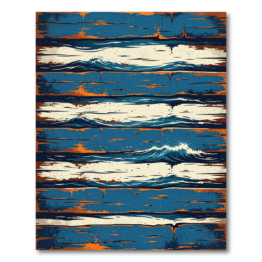 Abstract Blue and Orange Ocean Wave Rug