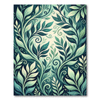 Lush Emerald Botanical Leaf Scroll Rug