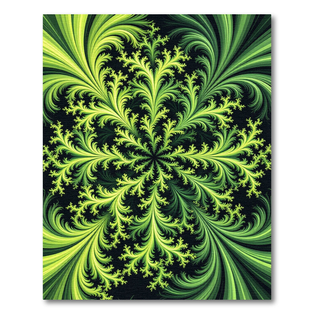 Luminous Lime Fern Fractal Swirl Rug