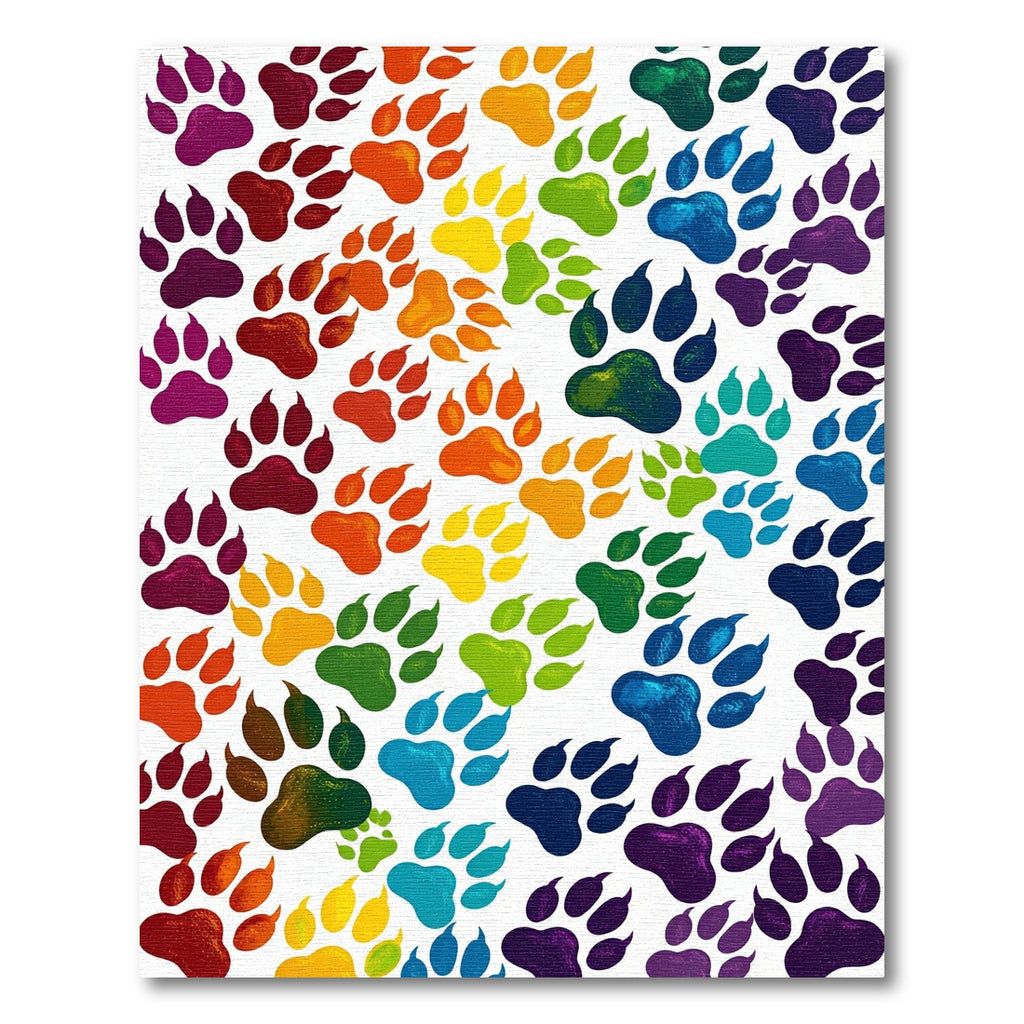 Vibrant Rainbow Animal Paw Trail Rug