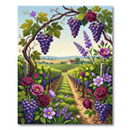 Crimson Rose Grape Vineyard Landscape Rug