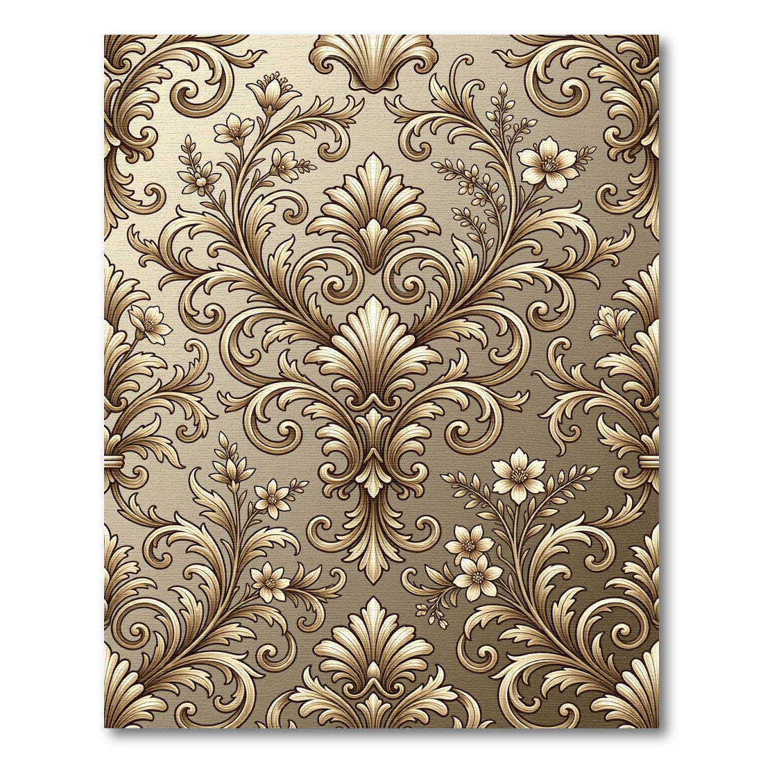 Golden Baroque Floral Swirl Rug