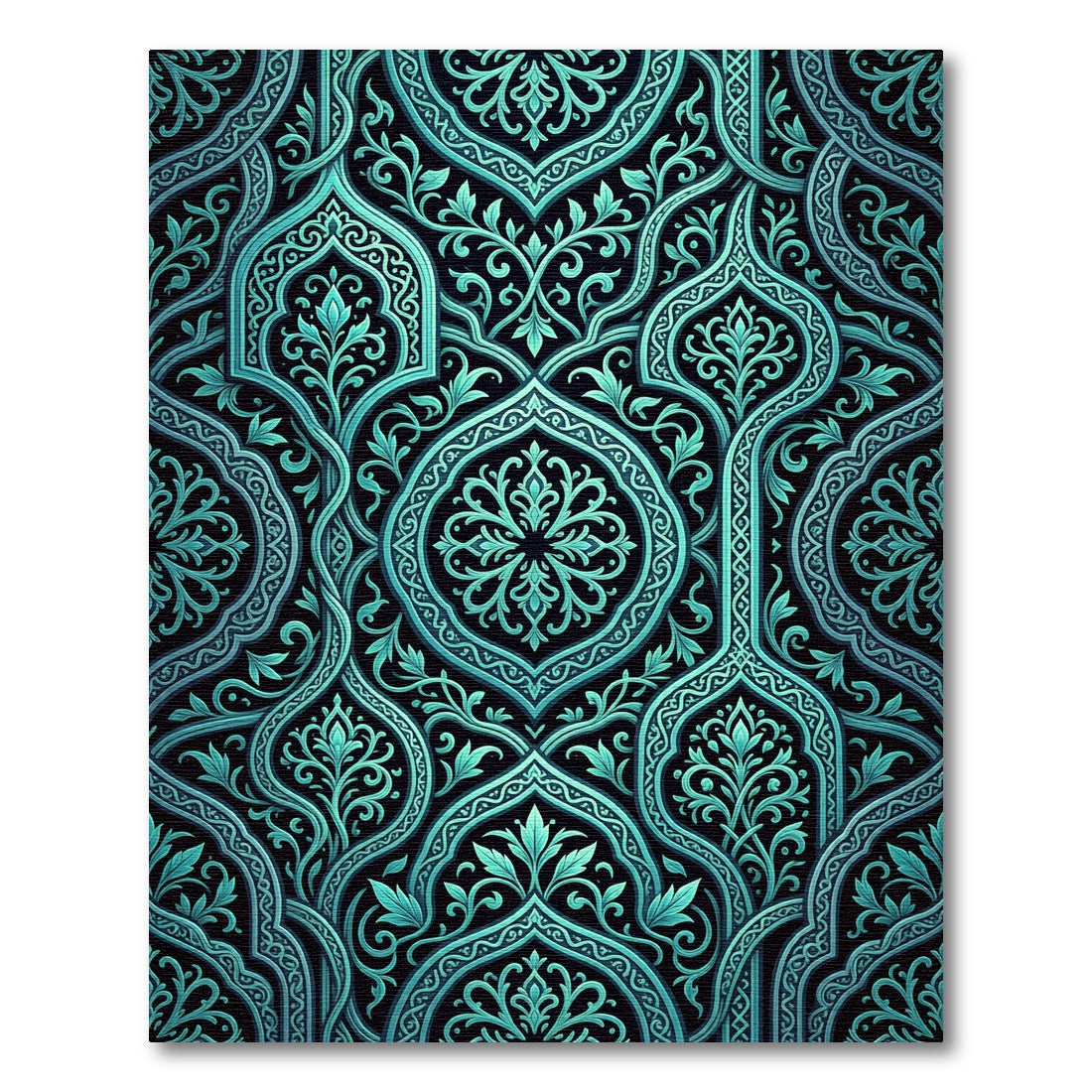 Turquoise Floral Archway Brocade Rug