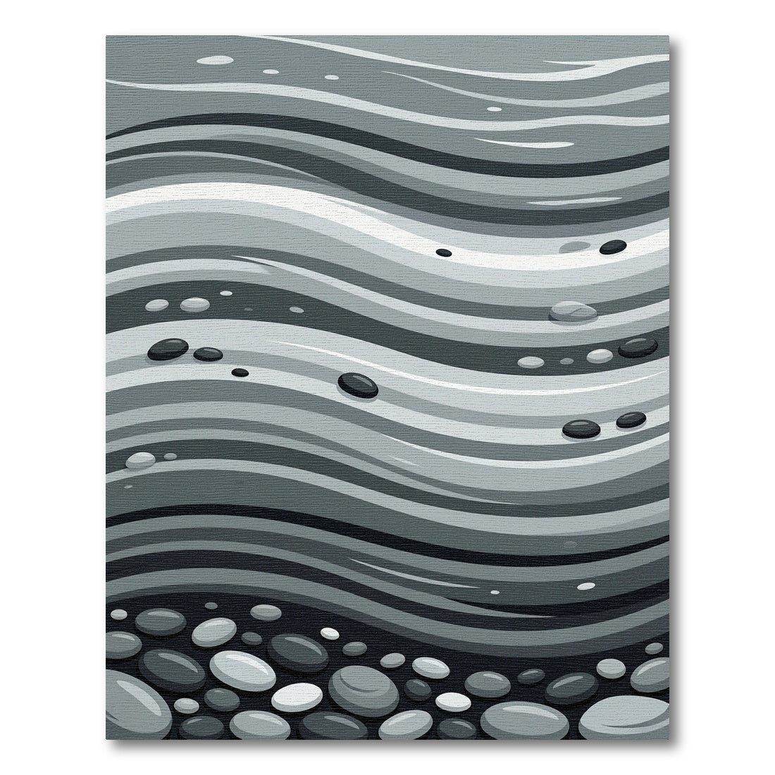 Monochrome Wavy River Stone Swells Rug