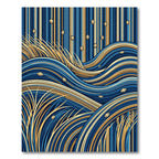 Abstract Navy and Gold Woven Wave Rug
