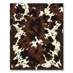 Rustic Brown White Spotted Cowhide Rug