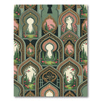 Sage Green Archway Floral Garden Tapestry Rug