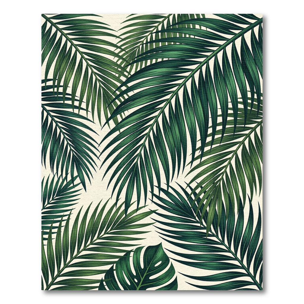 Emerald Green Palm Frond Overlay Rug