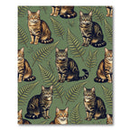 Tabby Cats Fern Garden Pattern Rug