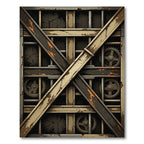 Industrial Gear And Metal Grid Rug