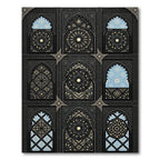 Black Arches Floral Blue Medallion Rug