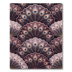 Art Deco Plum Peacock Feather Fan Rug