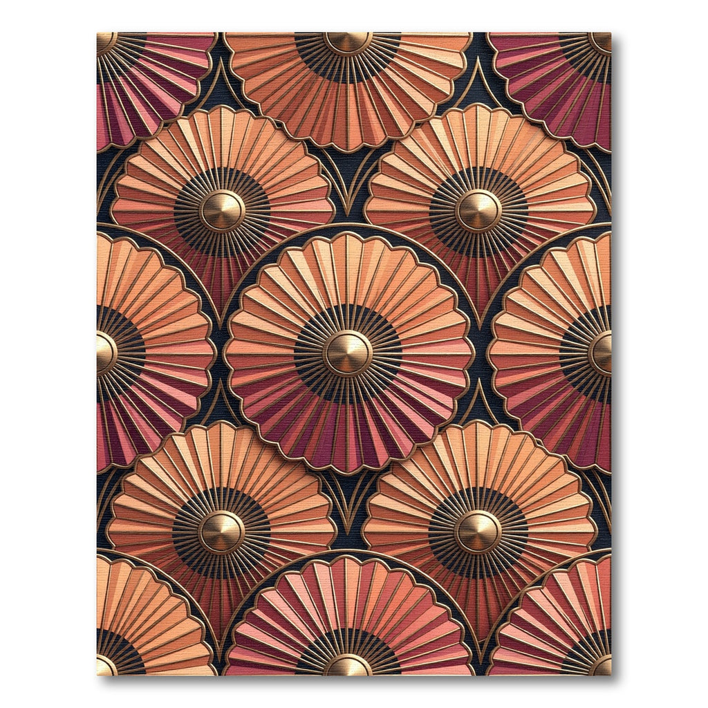 Art Deco Sunburst Fan Coral Rug