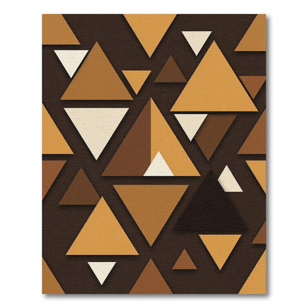 Earthy Brown Geometric Triangle Mosaic Rug