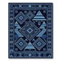 Deep Blue Geometric Tribal Diamond Rug