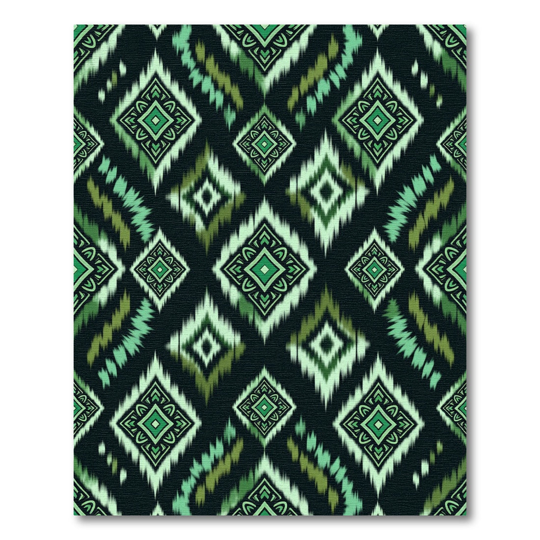 Green Diamond Zigzag Ikat Rug