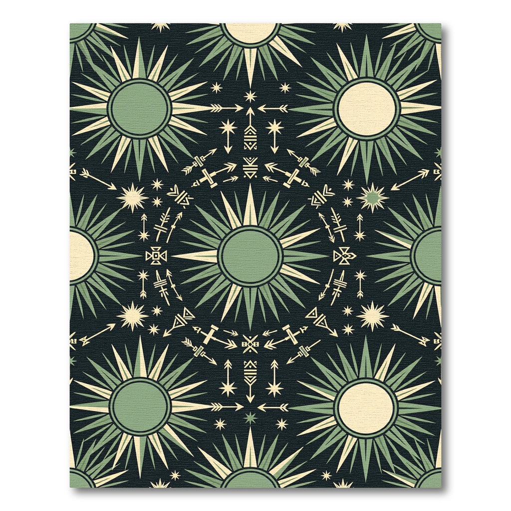 Sage Green Celestial Sunburst Arrow Rug