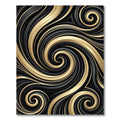 Elegant Black and Gold Swirling Abstract Rug