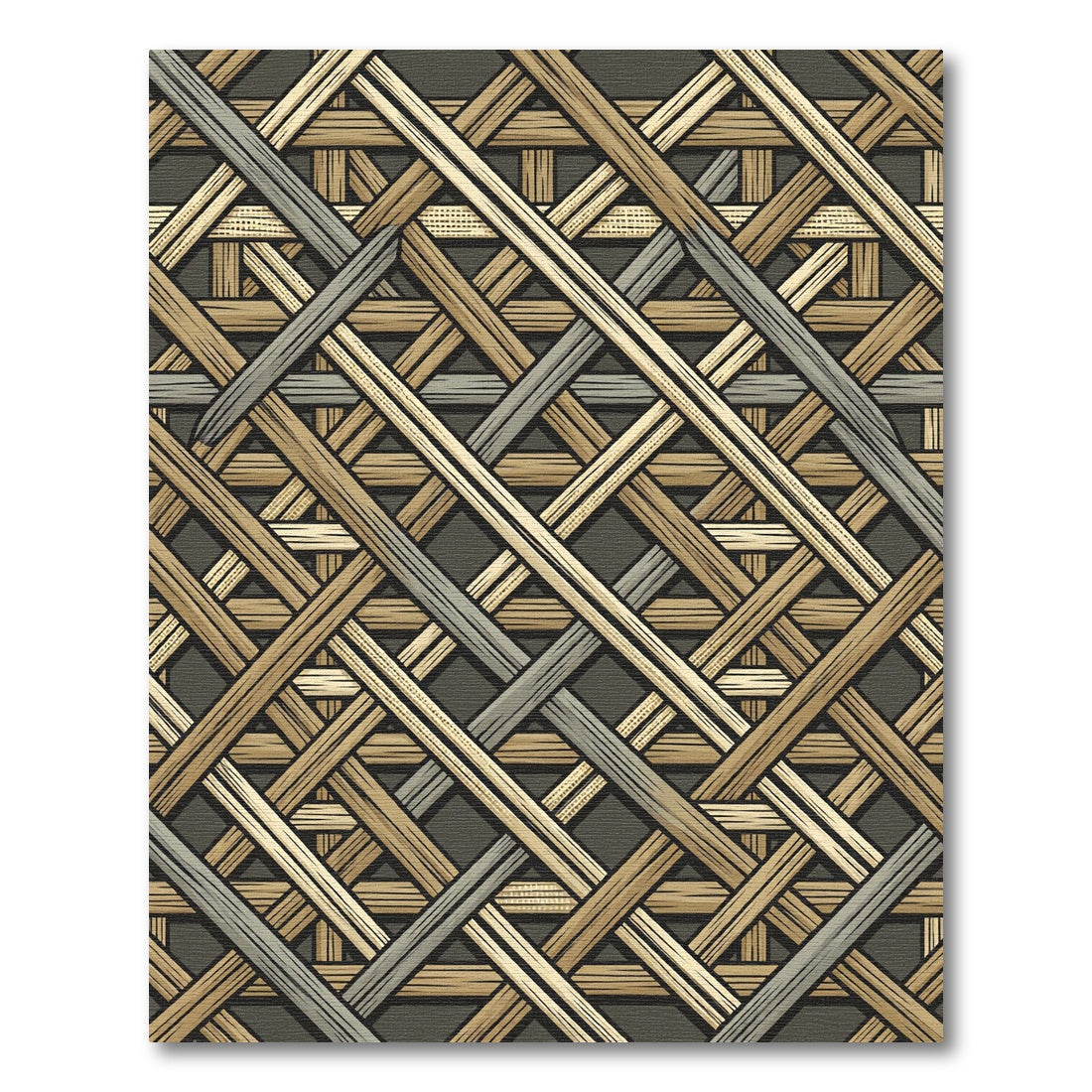 Geometric Woven Earthy Lattice Rug