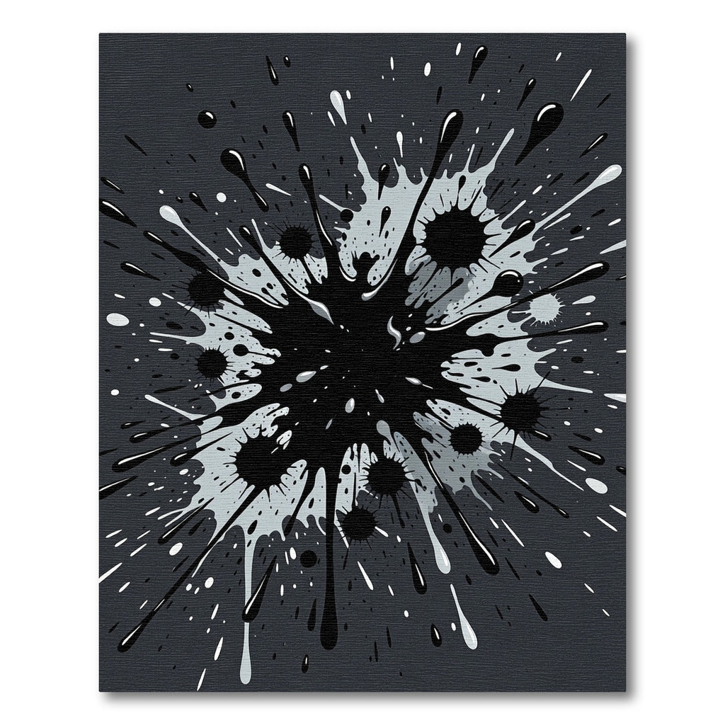 Monochrome Splash Burst Abstraction Rug