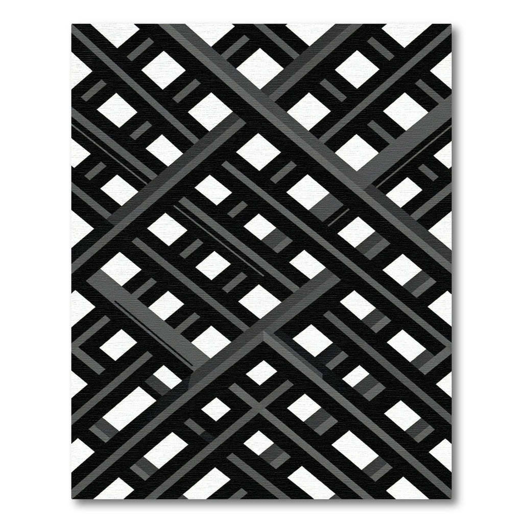 Monochrome Geometric Diagonal Grid Rug