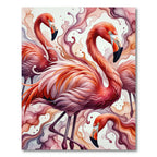 Vibrant Watercolor Flamingo Aquatic Swirl Rug