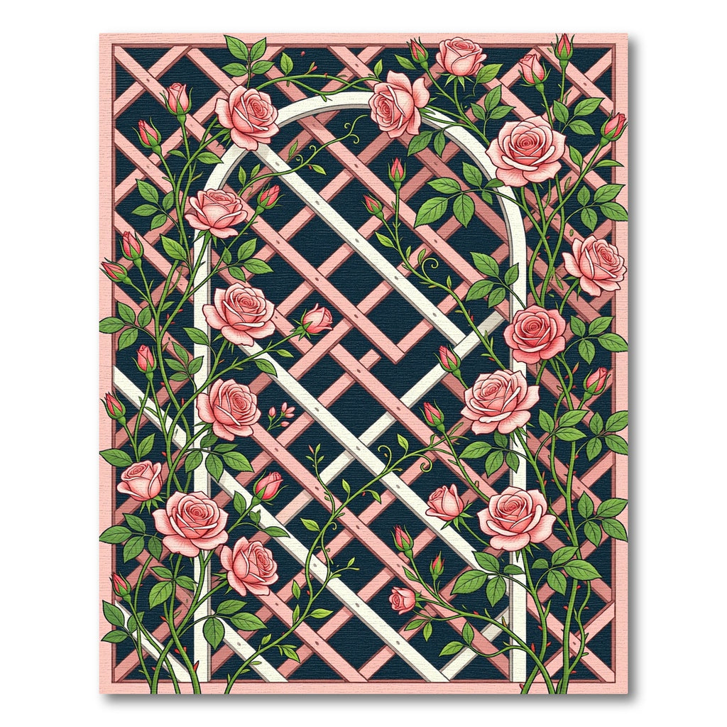 Pink Garden Trellis Rose Arch Rug