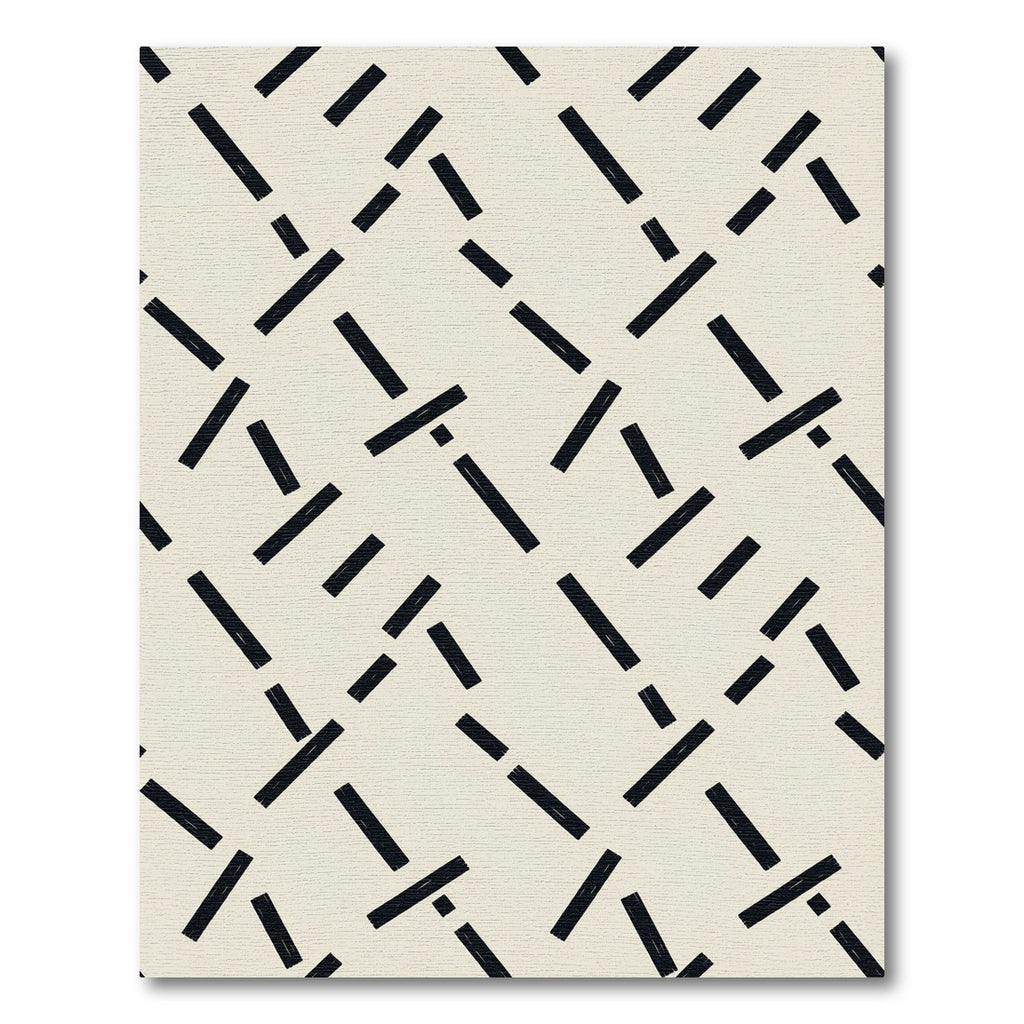 Black White Interlocking Stripe Rug