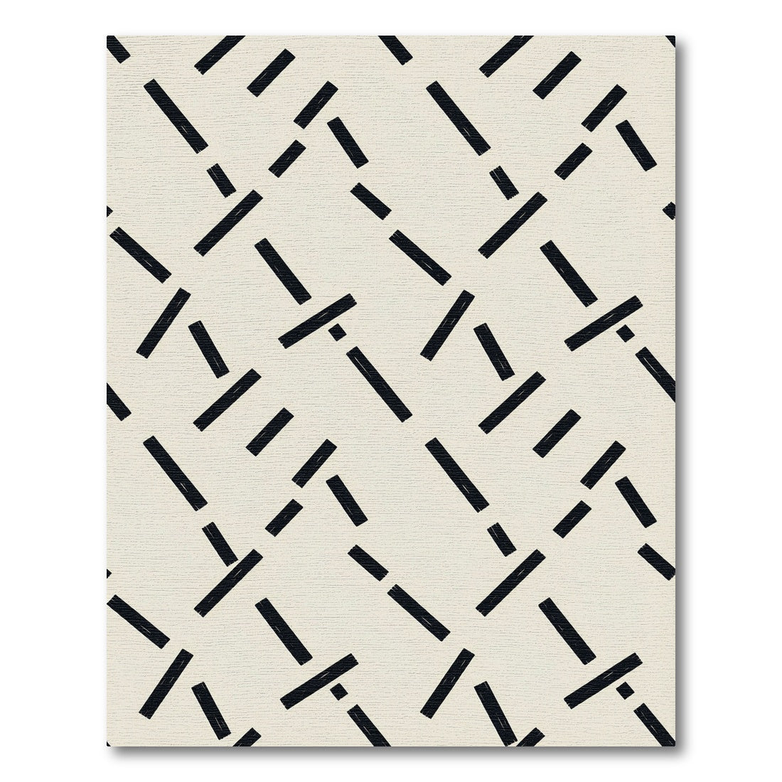 Black White Interlocking Stripe Rug
