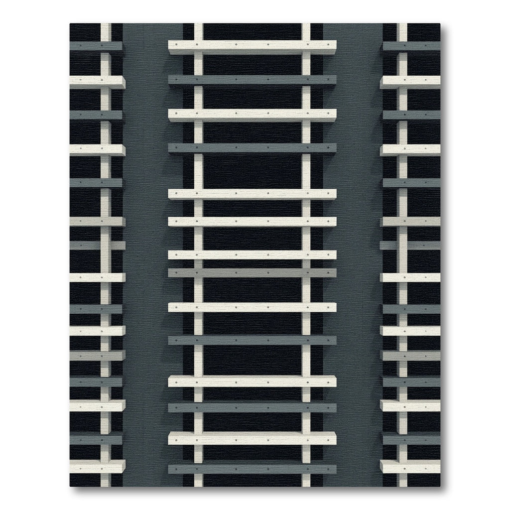 Industrial Gray White Linear Ladder Rug