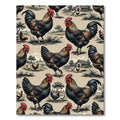 Rustic Farmhouse Rooster Heritage Folk Art Rug