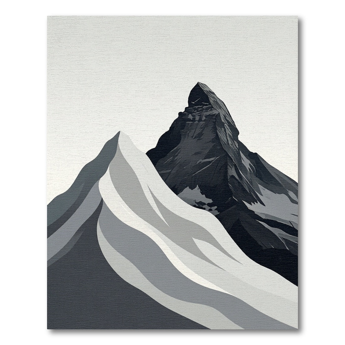 Minimalist Monochrome Alpine Peak Mountain Rug