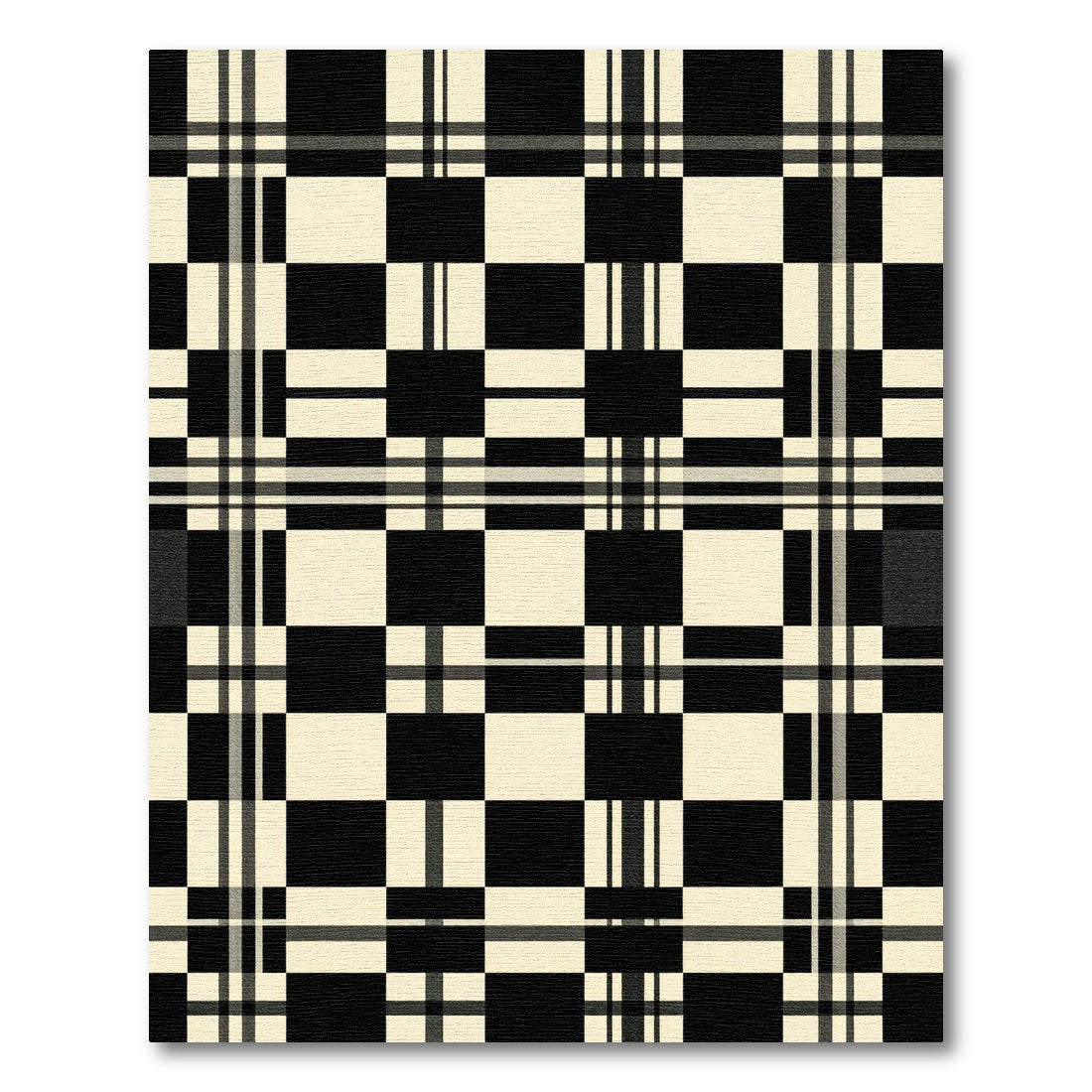 Monochrome Checkered Tartan Lines Rug